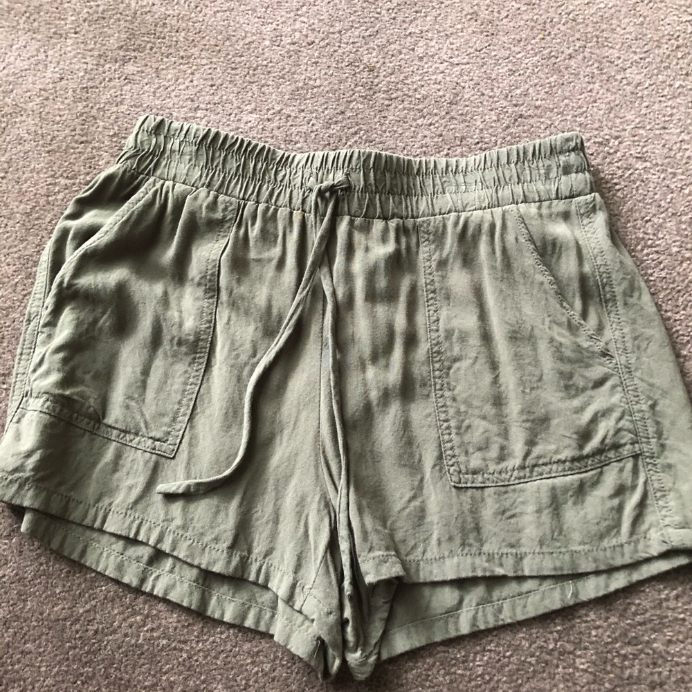 Olive Green Fabric Shorts